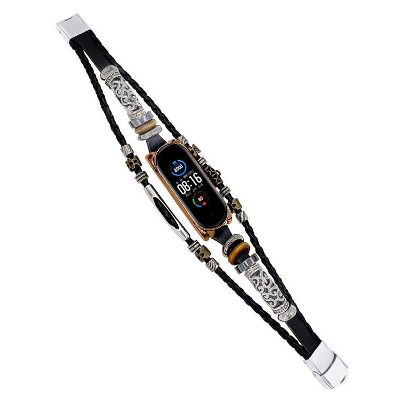Bakeey Buckle Metal Shell Ethnic Style Beaded Retro Replacement Strap Upgrade Version Smart Watch Band For Xiaomi Mi Band 5 Non-original
