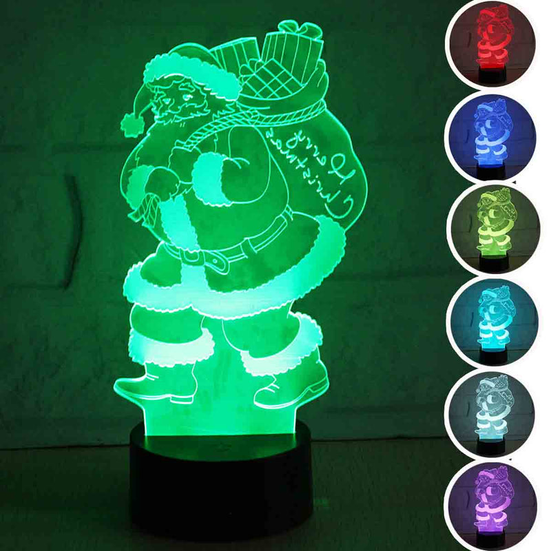 3D LED Colorful Christmas Santa Claus Touch Control Lamp Decor Gift Night Light