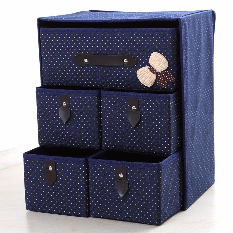 Three Layer Storage Box Five Drawer Non-woven Underwear Cosmetic Makeup Sundries Organizer
