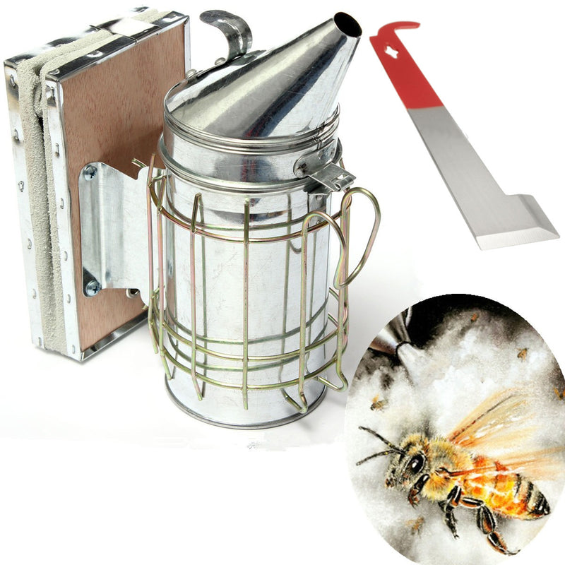 Large Stainless Steel Bee Hive Smoker with Hanging Hook - Beekeeping Equipment With