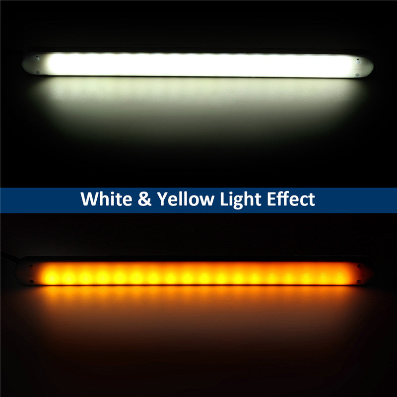 2PCS Car Motorcycle 36LED Turn Signal Flowing LED Strip Light White&Yellow 12V