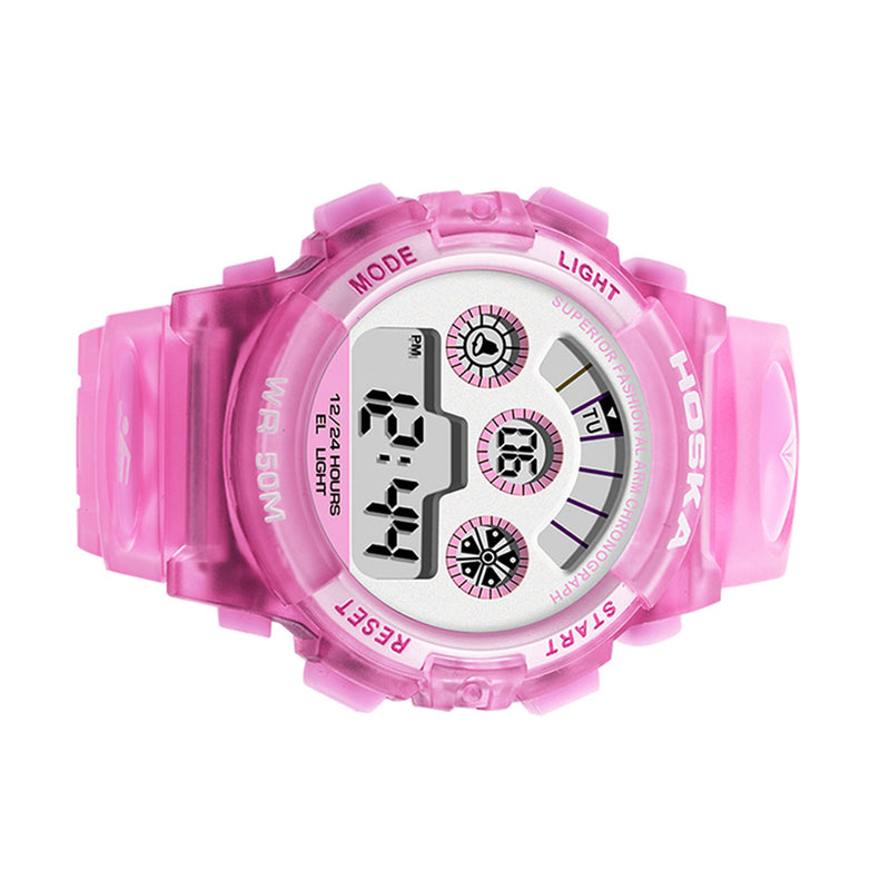 HOSKAS H001S Fresh Pink Blue Color Waterproof Fashion Style Kids Watch Couple Digital Watch