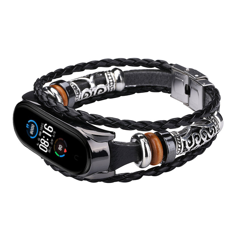 Bakeey Buckle Metal Ethnic Style Beaded Retro Strap Smart Watch Band For Xiaomi Mi Band 5 Non-original
