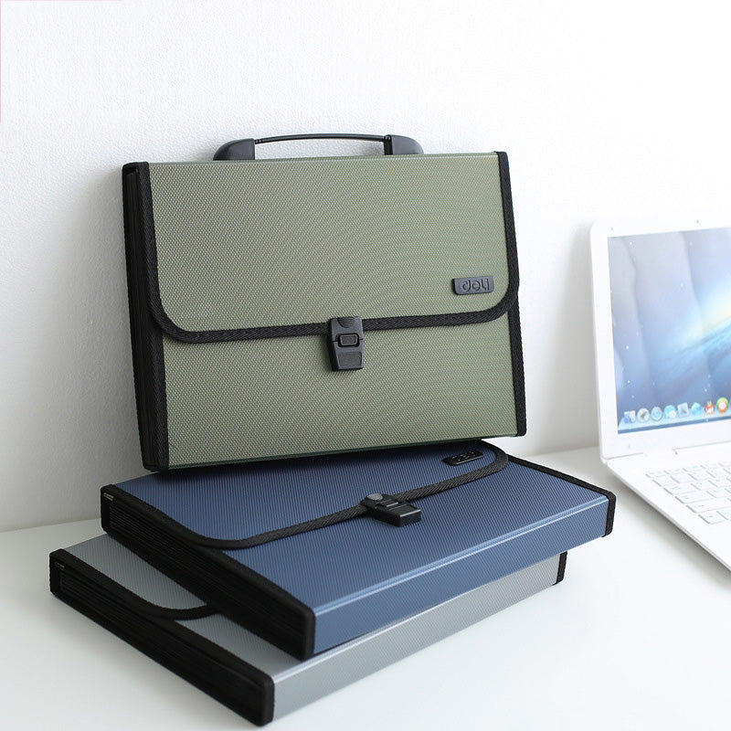 Deli 5556 1 Pcs A4 Organ Bag Multi Tier Expanding Buckled File Folder Student Business Work Office Document Conference Pack