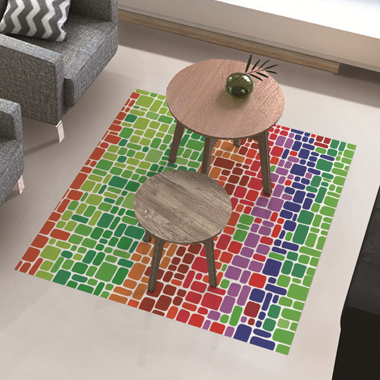 PAG Floor Sticker Tea Table Decor Waterproof Colorful Blocks Anti Skid Floor Decal Home Improvement