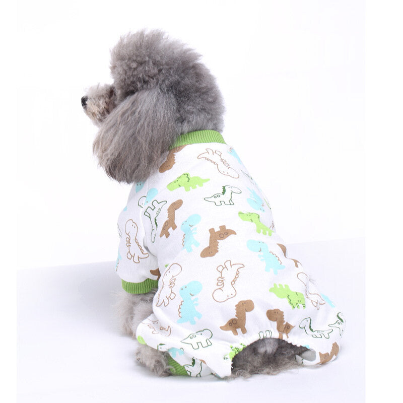 Pet Dog Soft Cloth Cotton Footprint Pajamas Puppy Jumpsuits Soft Clothing Clothes Dog Dress