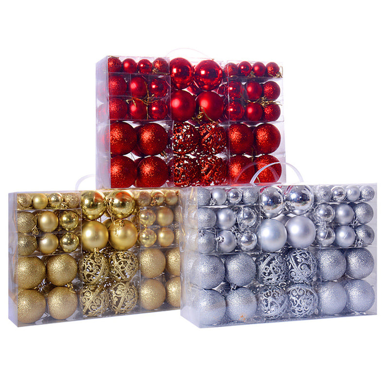 100pcs Decration Ball Set Christmas Tree Decorations Balls Bauble Pack Hanging Ball For Home Office Mall Ceiling Decor