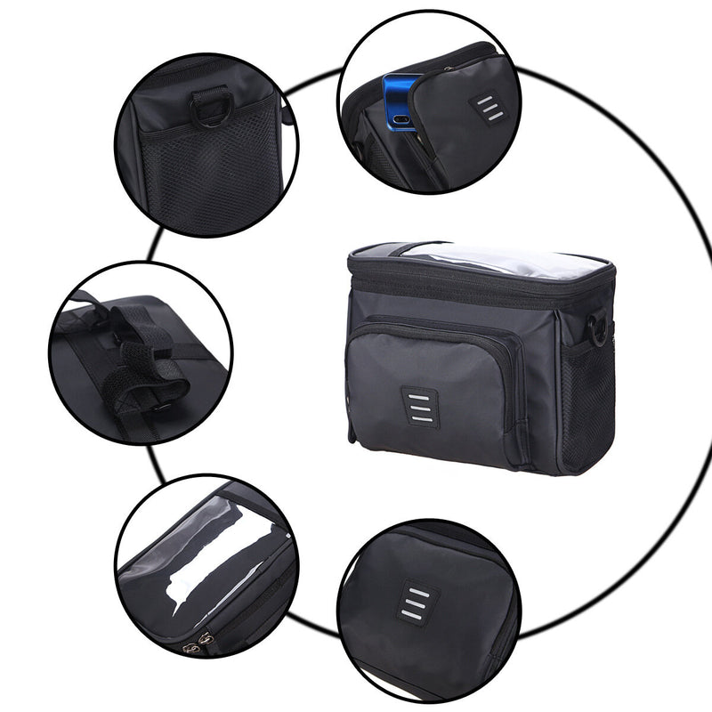 5L Handlebar Bag Bicycle Bags Frame Pannier Bag Waterproof Scratch Resistant Multifunction Portable Shoulder Bag Insulated Basket