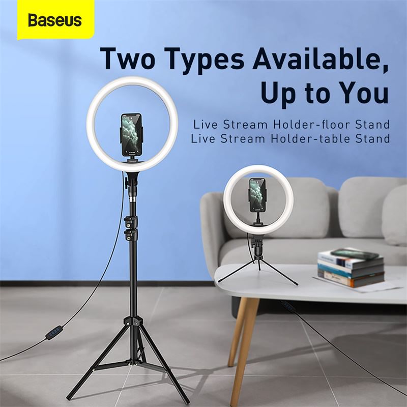 Baseus Desktop Live Broadcast Lights Bracket Table Floor Stand 10/12inch Ring Adjustable Floor Stand Two Types Foldable Selfie Lights