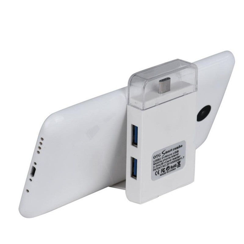 Bakeey Type-c Dual USB 2.0 Micro USB OTG Desktop Holder Memory Card TF Card Reader for Mobile Phone