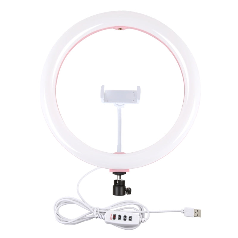 PULUZ PU457F 11.8 inch USB 3 Modes Dimmable Dual Color Temperature USB LED Curved Diffuse Light Ring Vlogging Selfie Light
