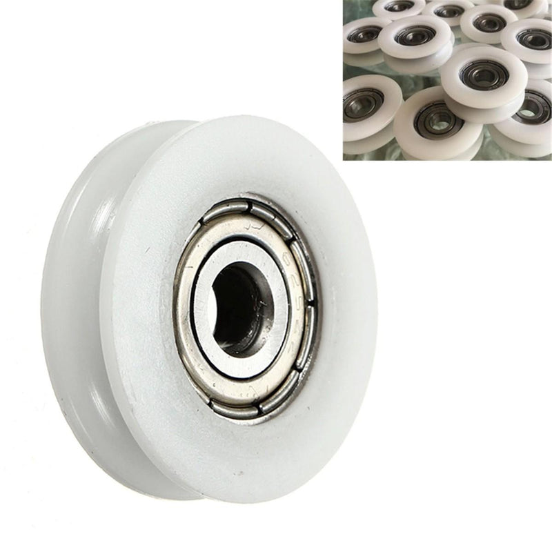 10pcs 5x24x7mm Ball Bearing U Groove Nylon Round Pulley Wheel Roller For 3.8mm Rope