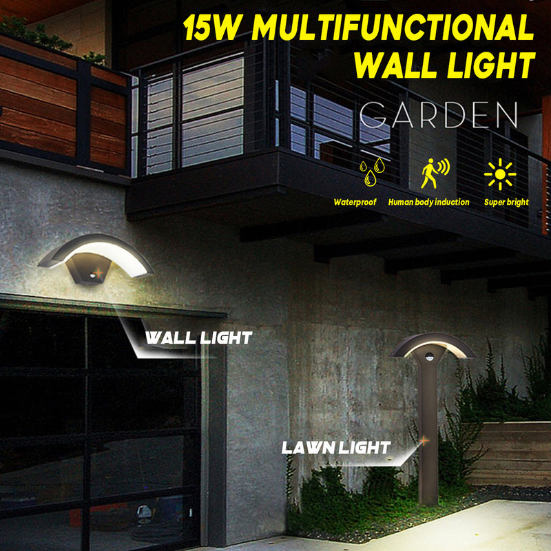 15W LED Outdoor Light Wall Lamp House Lighting with Motion Detector Anthracite