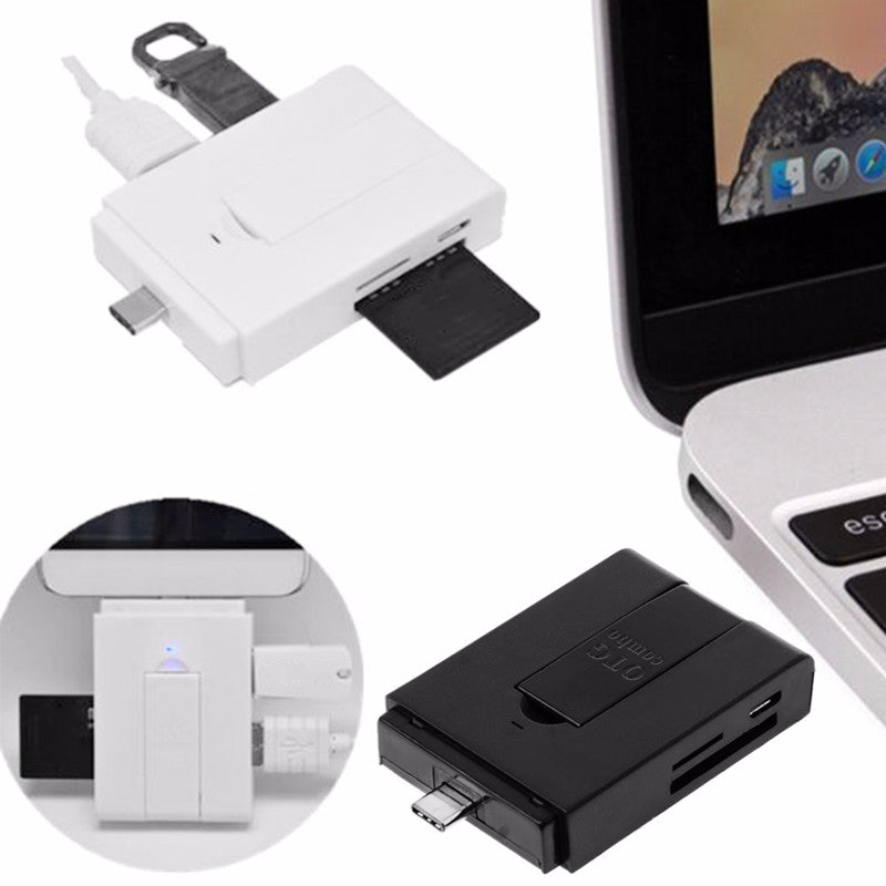 Bakeey Type-c Dual USB 2.0 Micro USB OTG Desktop Holder Memory Card TF Card Reader for Mobile Phone