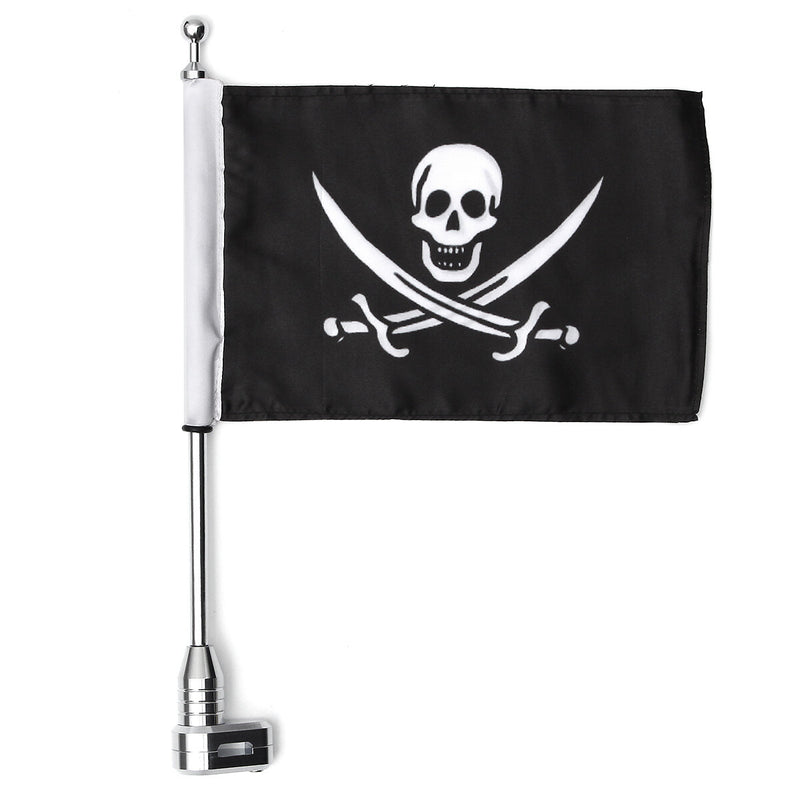 Motorcycle Rear Flag Pole Bike Luggage Rack Mount American Skull USA For Honda