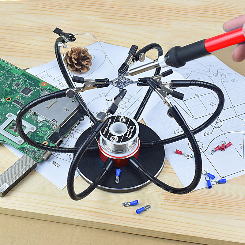NEWACALOX Soldering Iron Holder Soldering Station USB 6Pcs Flexible Arms Third Hand Welding Tool