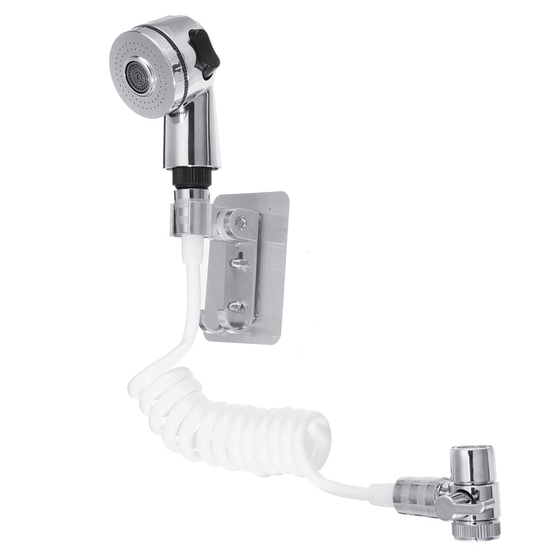 Bathroom Bathtub Wash Face Basin Water Tap External Shower Hand Held Spray Mixer Spout Faucet Tap Wall Mounted Kit Rinser Extension Set Hair Washing Pet Clean