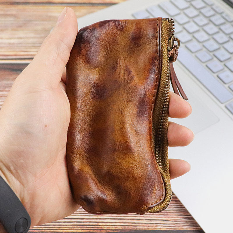Unisex Made-old Washed Genuine Leather Personality Casual Multi-slot Clutch Purse Card Holder Wallet