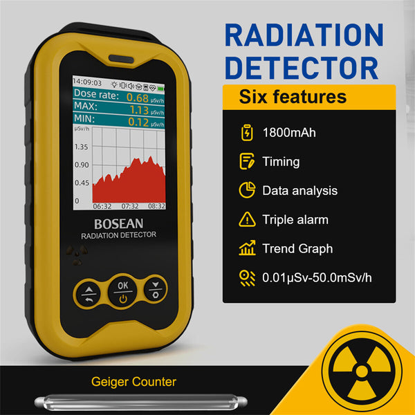FS-5000 Nuclear Radiation Tester 2.4-inch TFT LED Glass Geiger Counter High Sensitivity Reliable Dose Measurement Eco-Friendly Safe Monitoring Radioactive Tester