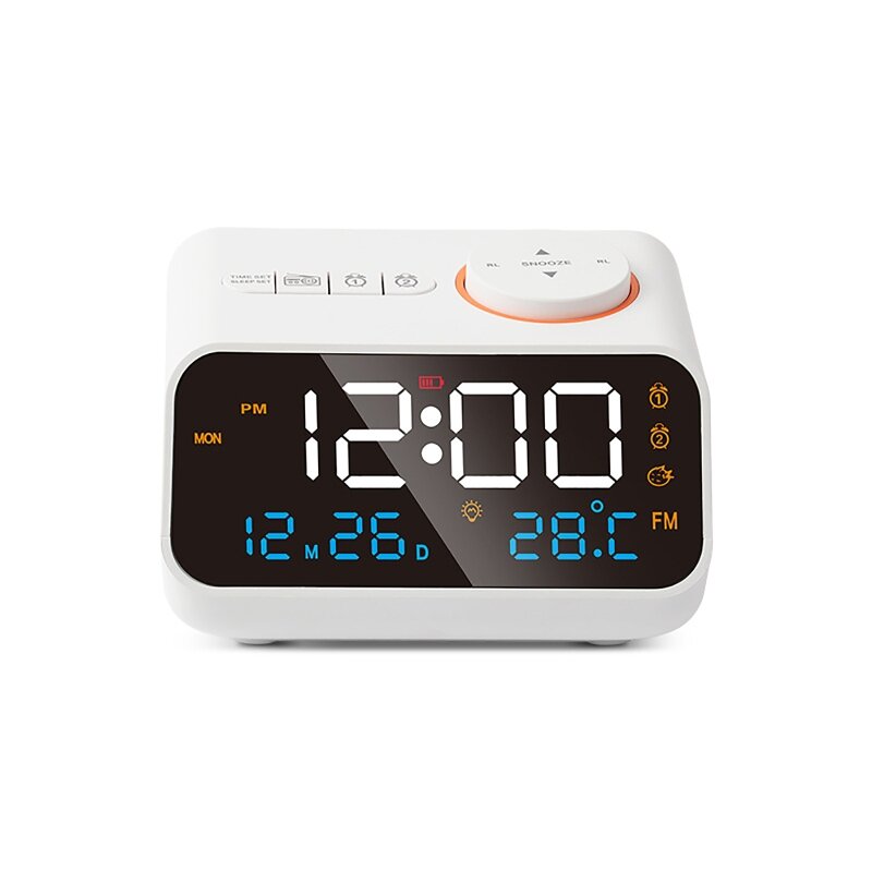 AGSIVO FM Radio Digital Alarm Clock with Dual Alarm / Snooze / Temperature Display / Date Display / Memory Function