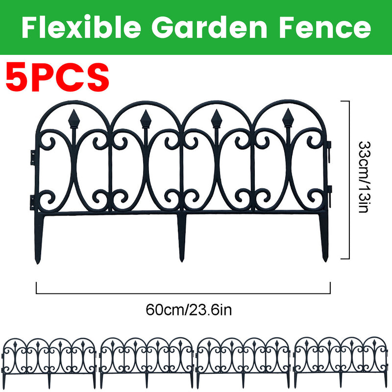 5X Garden Plastic Fence Outdoor Yard Edging Protective Fencing Patio Decor Black