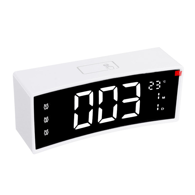 Arc LED Alarm Clock Digital Snooze Touch Control Table Clock Day Time Temperature Display Home Decoration