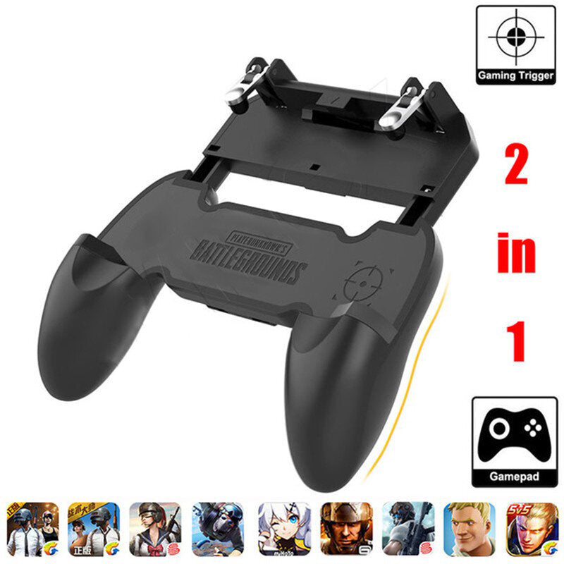 DATA FROG S6-W10 PUBG Game Controller Gamepad Trigger Shooter for PUBG Mobile Game with Foldable Phone Holder for Android iOS Phones