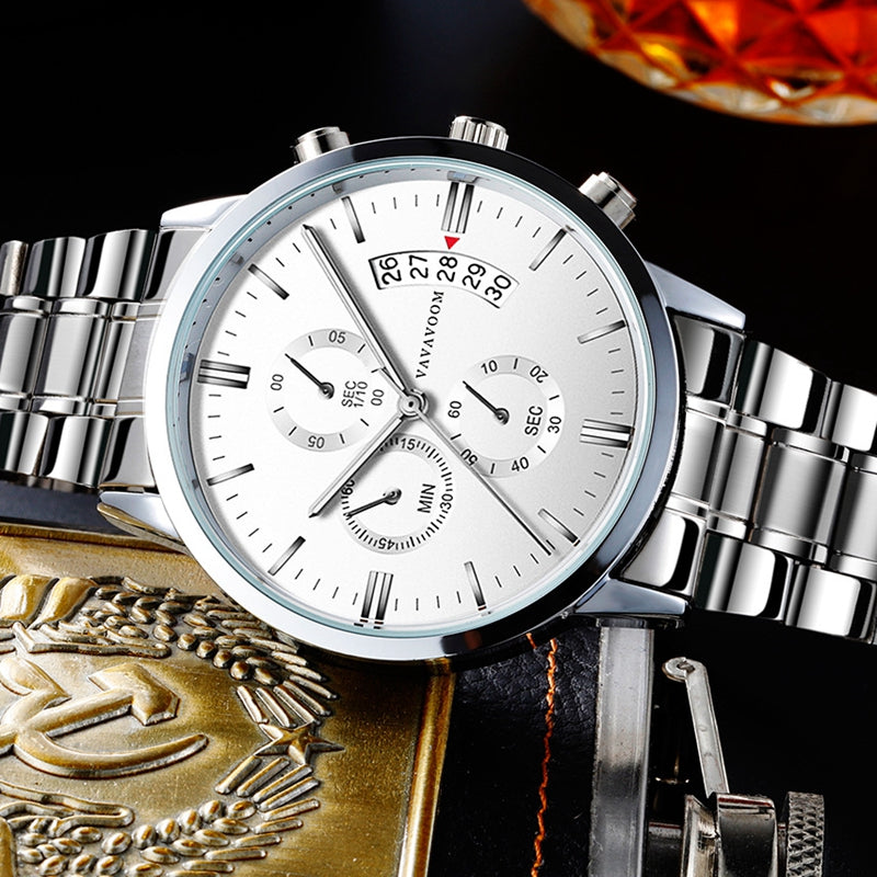 VAVA VOOM Fashion Casual Date Display Waterproof Stainless Steel Strap Men Quartz Watch