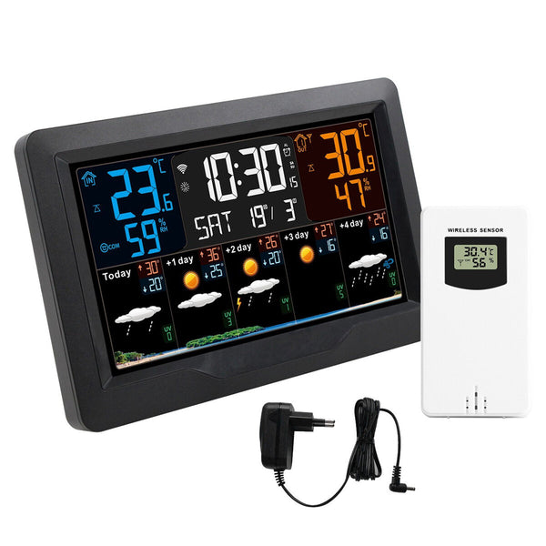 FJ3390TY-A WIFI Graffiti VA Color Screen Multi-function Weather Clock Electronic Alarm Clock Indoor Outdoor Temperature Humidity Wall Clock