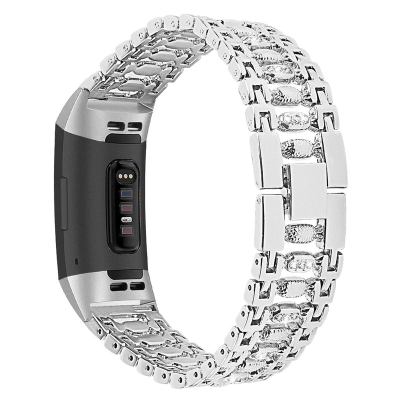 Bakeey Stainless Steel Diamond-encrusted Watch Band Strap for Fitbit charge 3 Smart Watch