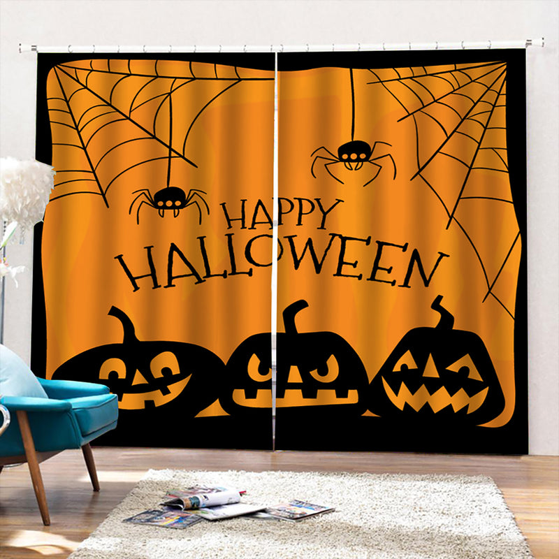 132*160cm Blackout Window Curtains Halloween Printed Curtains for Living Room Festival Decoration