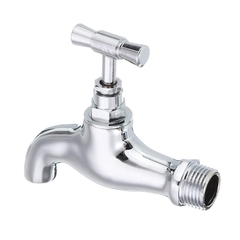 TMOK DN15 1/2'' Brass Chrome Tap Water Nozzle Single Control Faucet Bathroom Balcony Tap Thread Connection w/ Switch