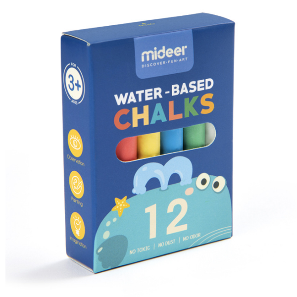 Mideer Dust-free Chalk Water-soluble For Children's Chalk Multi-function Palm Billiard Chalk In Nursery 12 Pcs