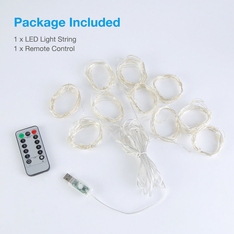 300LED USB Remote Curtain Lights Decor Fairy Lamp Window Colorful New Year