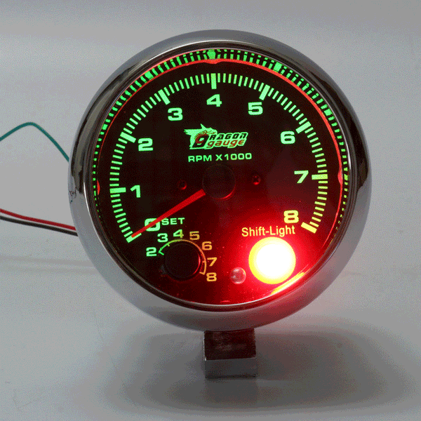3.75 Inch 12V RPMx1000 Tacho Tachometer with Shift Light RPM Rev Gauge Meter