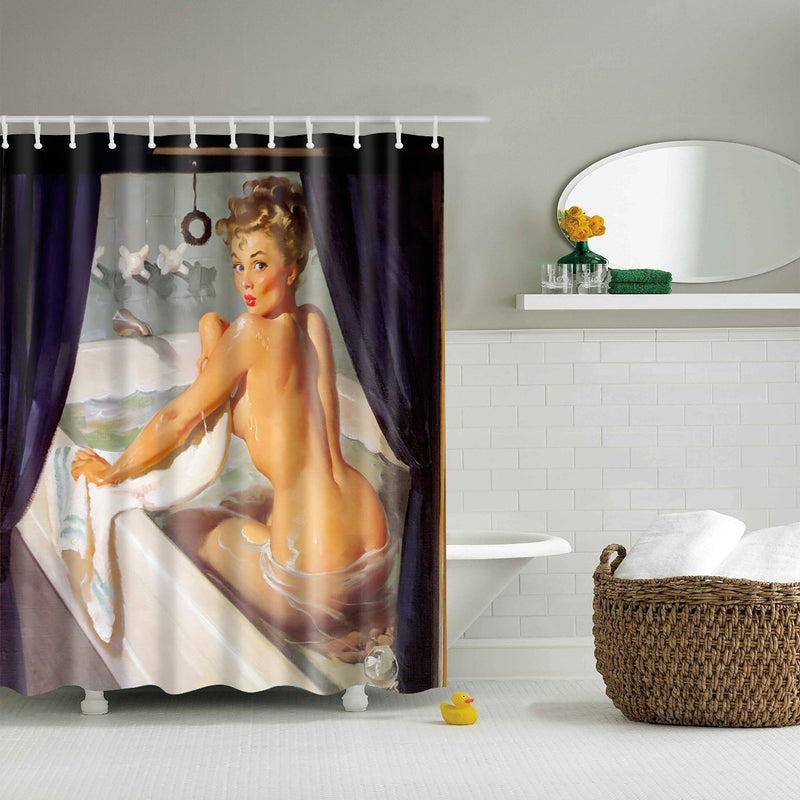 Bathroom Shower Curtains Sexy Woman Shower Curtain Waterproof Polyester Fabric Screen
