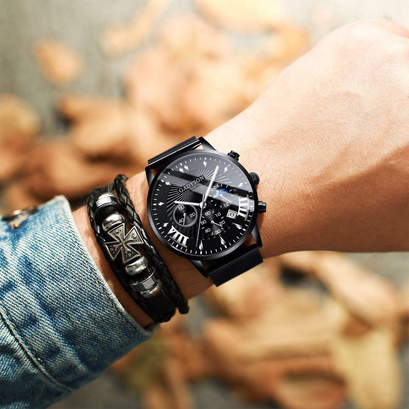 GADYSON A0102 Fashion Men Watch Luminous Date Display Metal Mesh Belt Business Quartz Watch