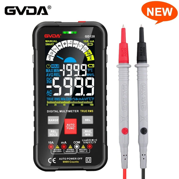 GVDA 9999 Counts Digital Multimeter Auto Range 1000V 10A Tester Meter Ohm Hz Capacitance True RMS AC DC DMM Smart Multitester