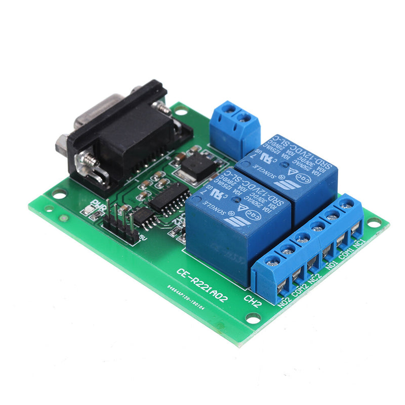 DC 12V 2 Channel RS232 Relay Module Board Remote Control USB PC UART COM Serial Ports for Smart Home