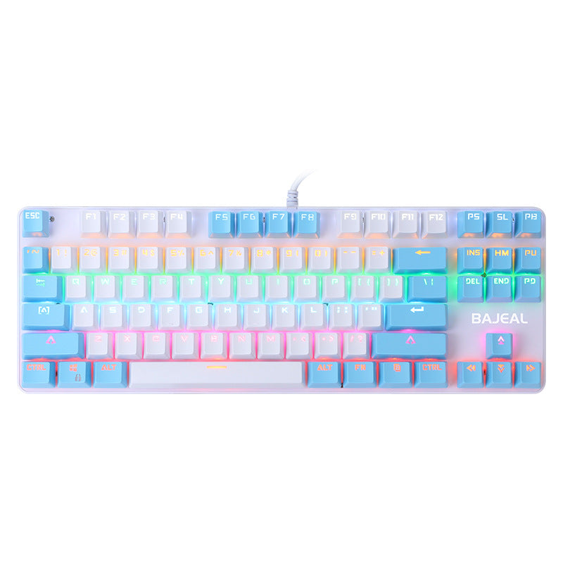 BEJEAL K100 Wired Mechanical Gaming Keyboard 87 Keys Blue Swtich Dual Color Design Keyboard With LED Lighting Effect For Gaming Typing Office