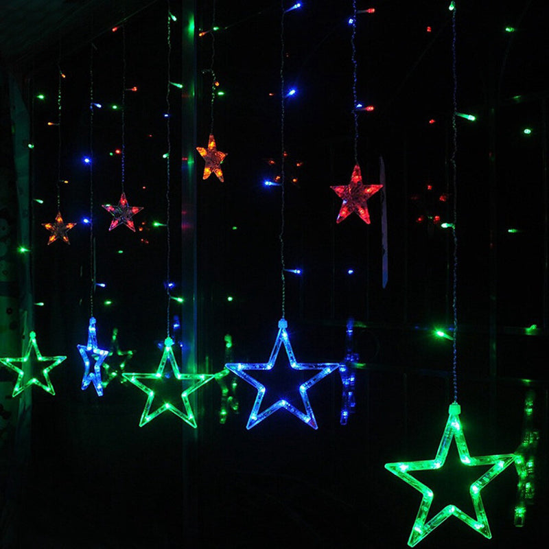 Honana HT-336 220V LED Light String Star Shape Curtain Light Home Decor Celebration Festival Wedding