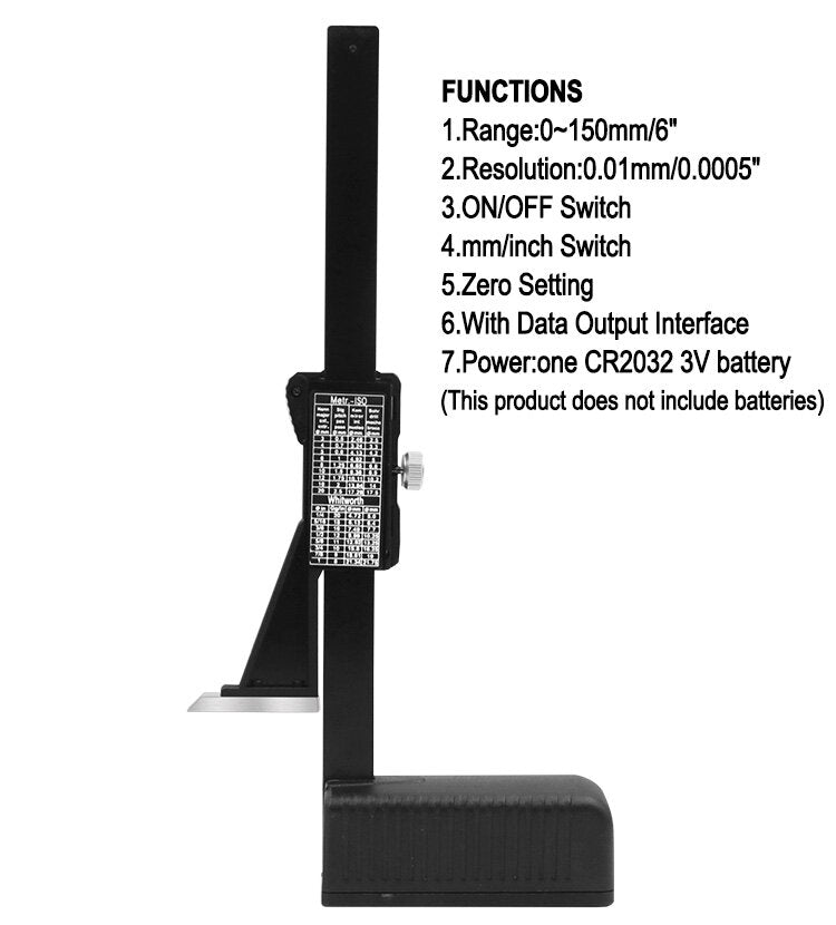 0-150mm Digital Height Gauge Electronic Digital Height Gauge Vernier Caliper Ruler Wood Table Marking Ruler