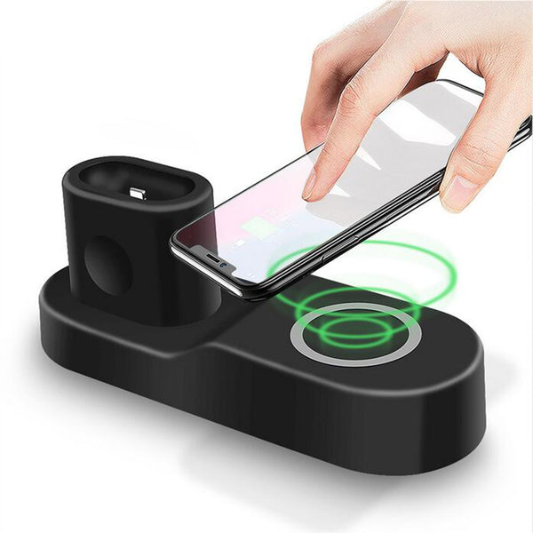 US Plug 4 In 1 Qi Wireless Charger Charging Station For Smart Phone/Apple Watch Series/Apple AirPods