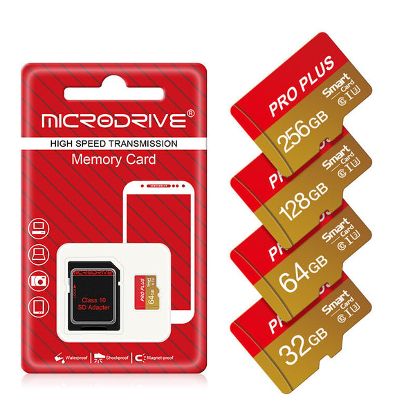 Microdrive Pro Plus TF Memory Card 64G/128G/256G Class10 High Speed Micro SD Card Flash Card Smart Card for Phone Camera Driving Recorder