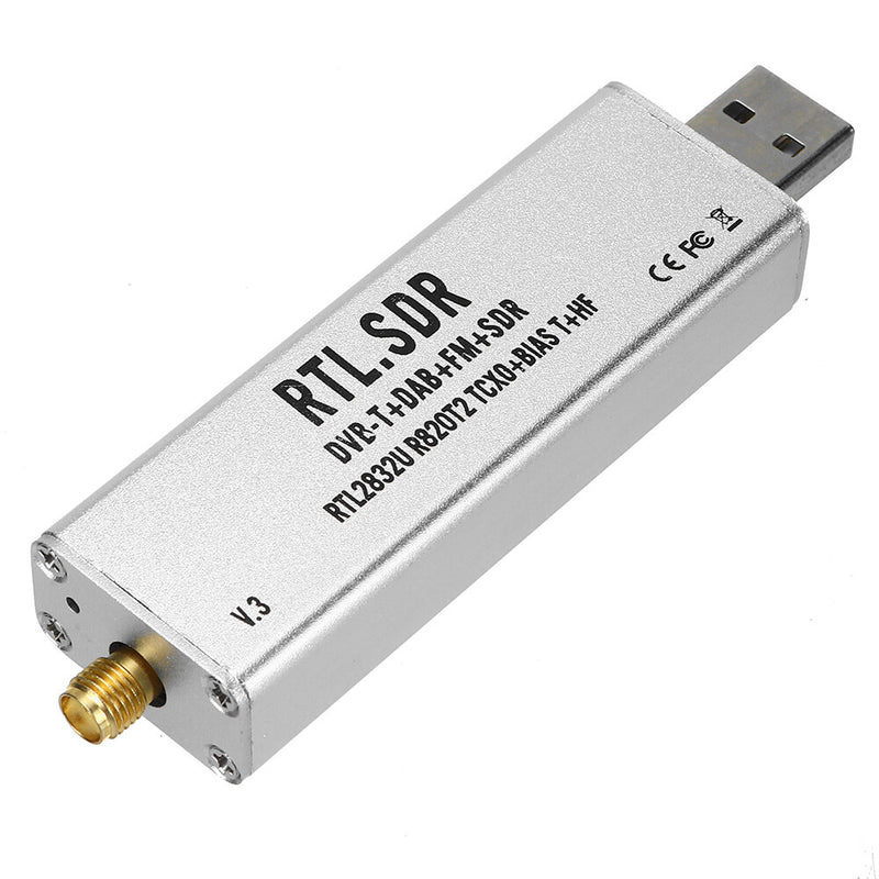 0.1MHz-1.7GHz SDR 0.5 PPM TCXO Compensated High Stability Full Band Software Receiver Aviation Band ADSB RTL2832U + R820T2 with Antenna