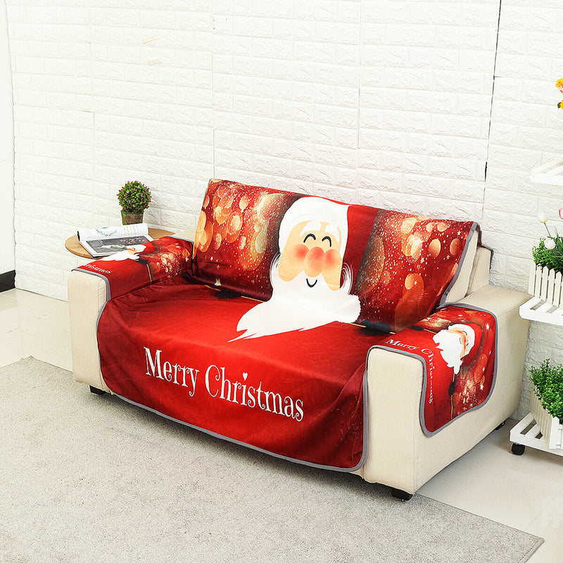 1/2/3 Seaters Sofa Mat Red Santa Claus Sofa Cover Pet Kid Seat Protector Chair Protective Mat Slipcover Home Office Furniture Decoration