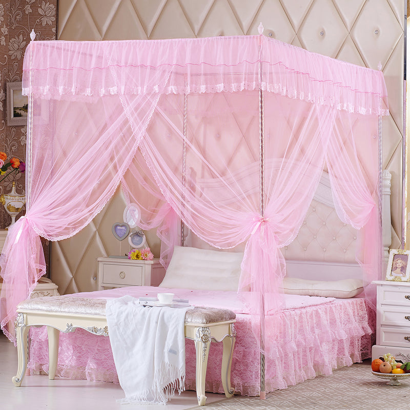 Lace Bed Netting Canopy Anti-Mosquito Net Four Corner Post Queen King Sizes for Bathroom Textile
