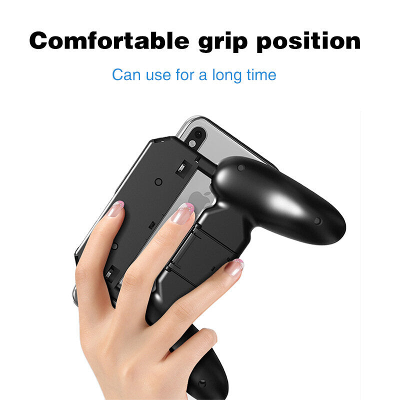 DATA FROG S6-W10 PUBG Game Controller Gamepad Trigger Shooter for PUBG Mobile Game with Foldable Phone Holder for Android iOS Phones