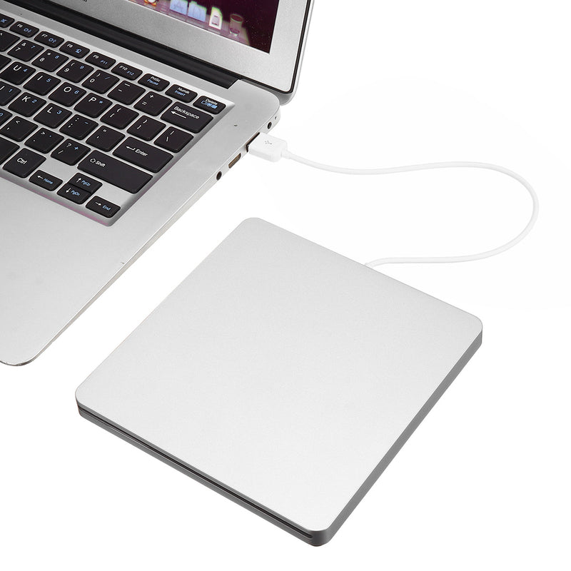 Portable USB 3.0 Silver External DVD-RW Max.24X High-speed Data Transmission for Win XP Win 7 Win 8 Win 10 Mac
