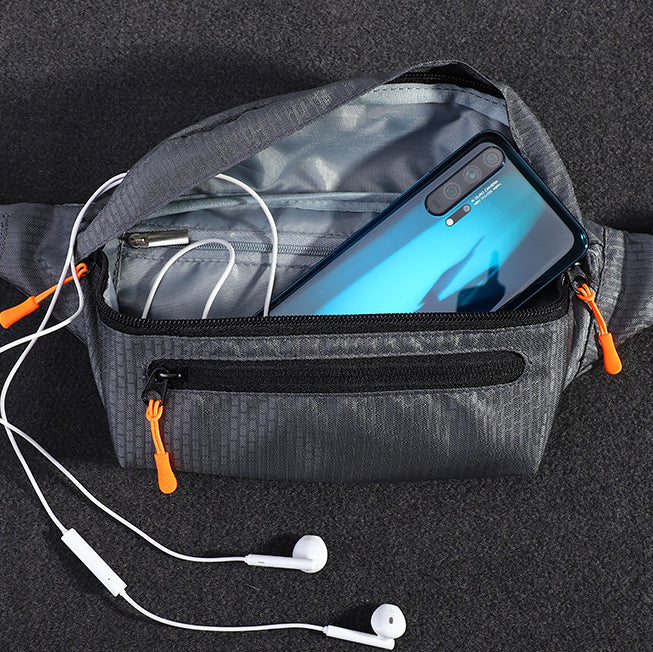 Bakeey Waterproof Outdoor Sport Night Running with Multi Pockets Reflective Stripe Headphone Hole Mobile Phone Storage Waist Bag for Smartphone Under 6.5 inch